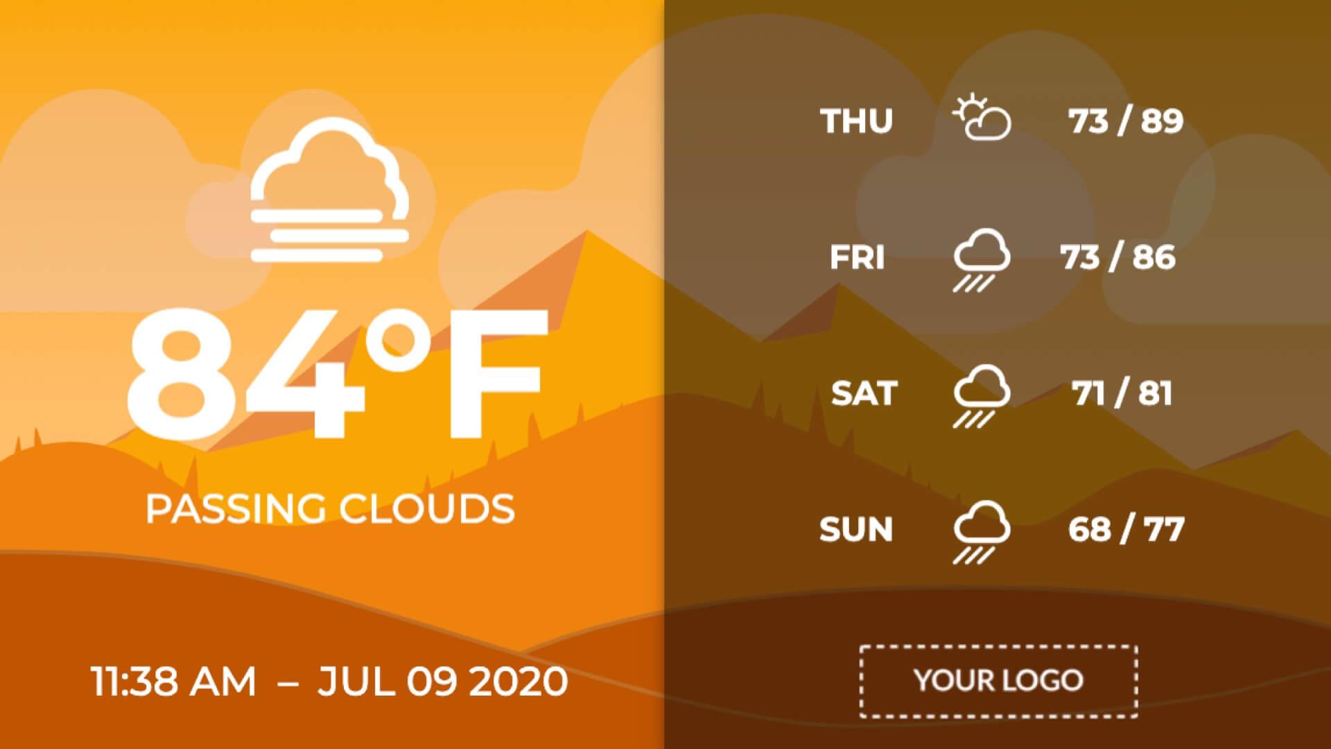 Full Screen Vector Image Weather Extended Digital Signage Template